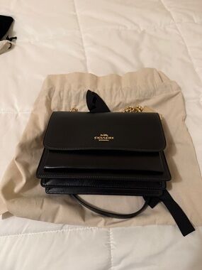Coach Black Klare Crossbody Layered Shoulder Bag with Gold Hardware